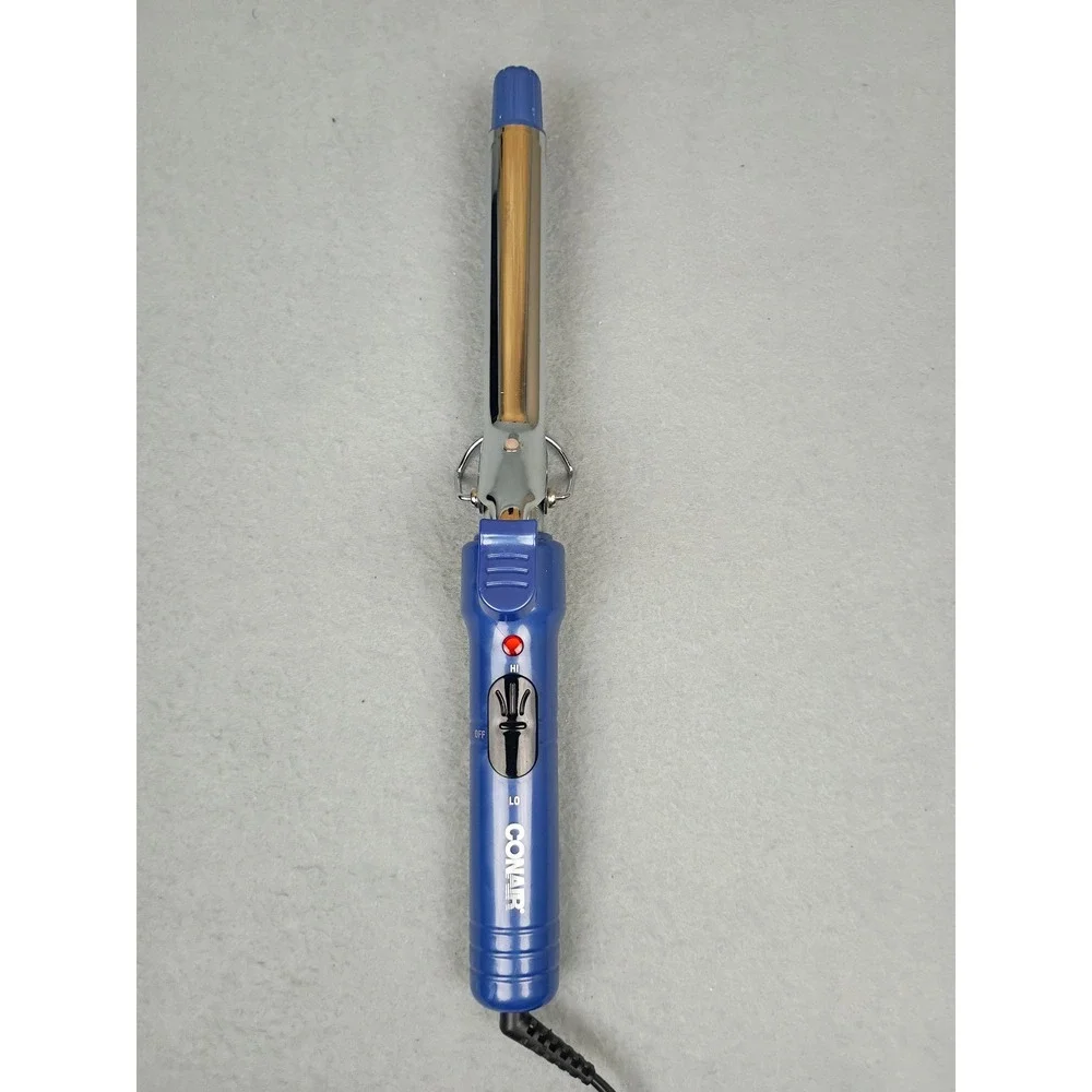 Conair Blue Curling Iron Chrome Barrel High Low Heat Settings Hair Stylist Tool